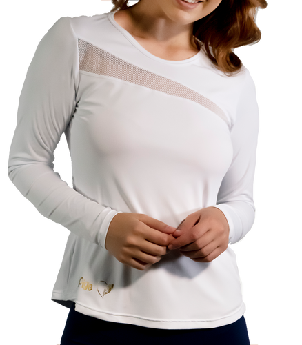 Link, Long Sleeved Blouse mit Netzgewebe nach vorne und hinten